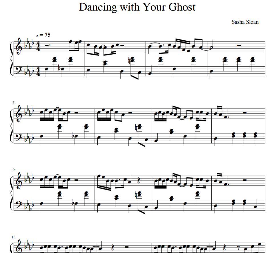 Sasha Sloan - Dancing with Your Ghost sheet music for piano